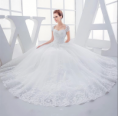 Lace Sweetheart Open Back Short Sleeve Ball Gown Wedding Dress