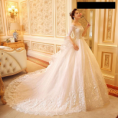 Beaded Lace Off the Shoulder Half Sleeve Ball Gown Wedding Dress